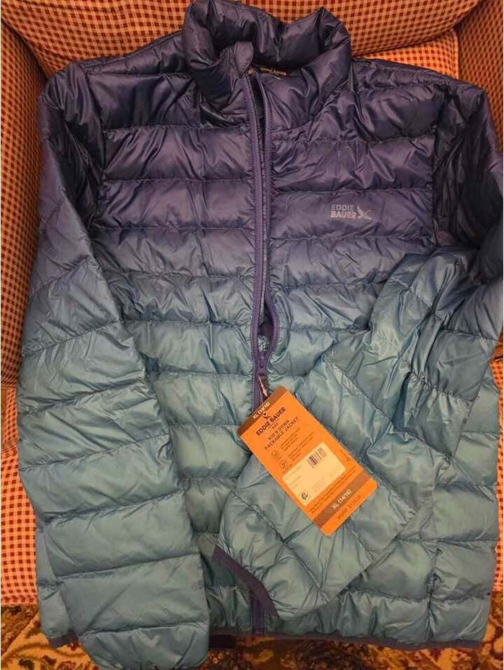 Eddie Bauer Boys Gradient Blue Puffer Jacket Size M